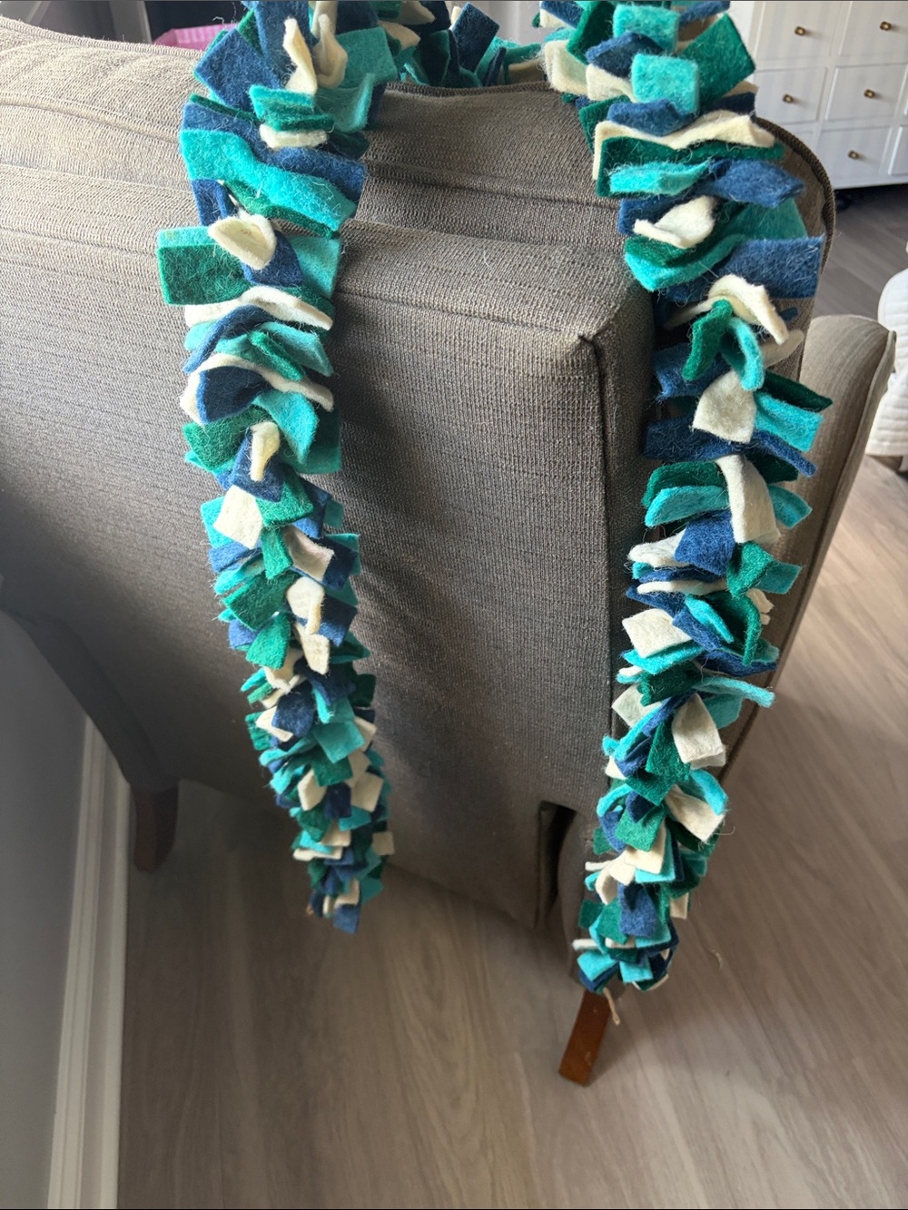 Teal & Navy Fleece Pom Pom Scarf